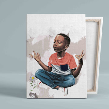 Black Boy Zen Canvas, Canvas Wall Art, Canvas Prints, Gift Canvas