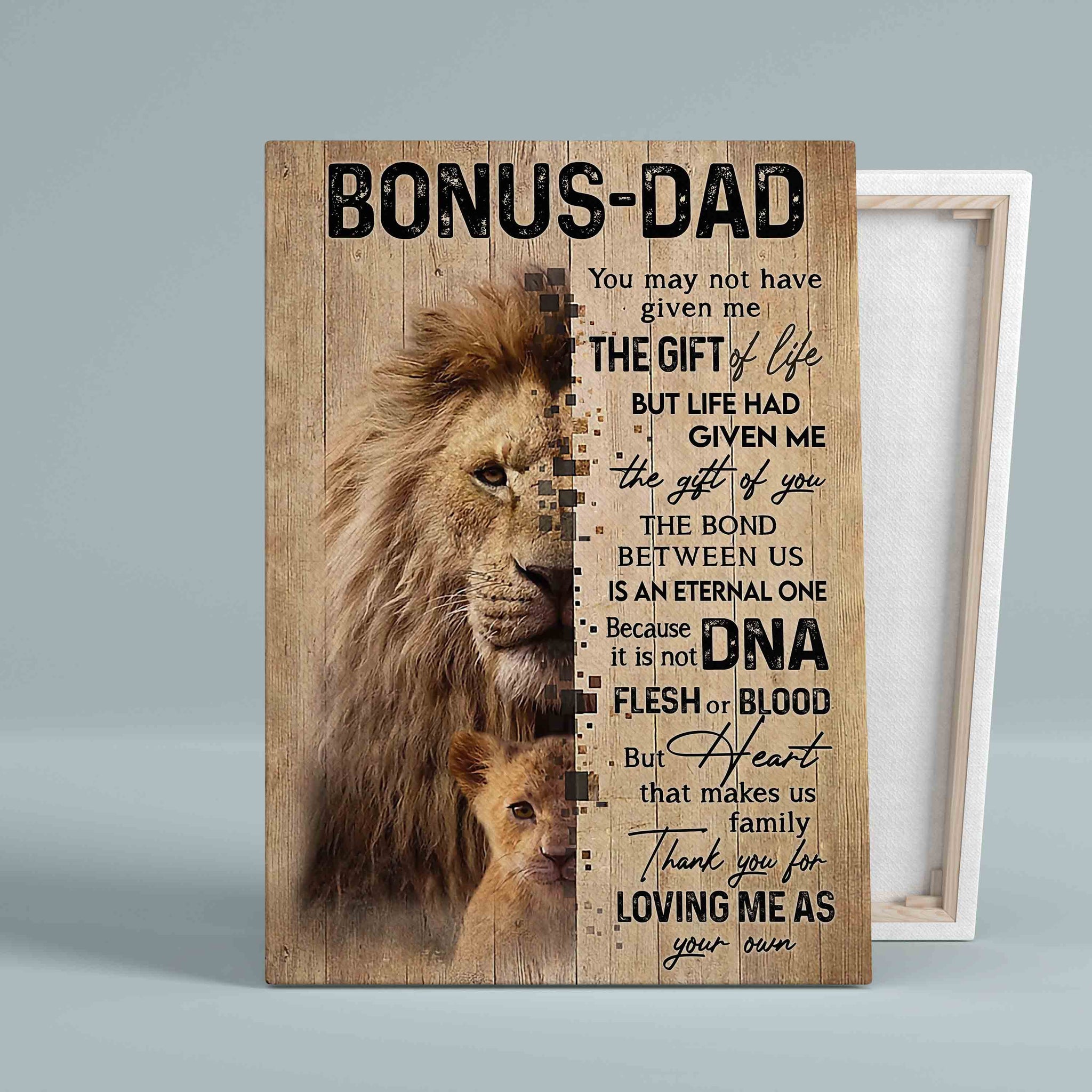 Bonus Dad Canvas, Father Canvas, Lion Canvas, Family Canvas, Step Dad Canvas, Canvas Wall Art