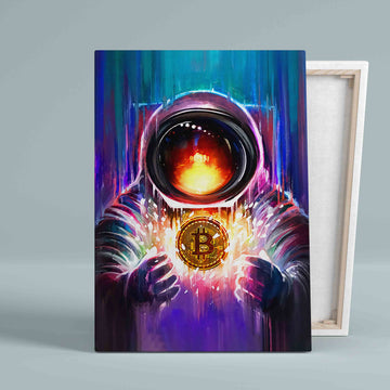 Burning Bitcoin Painting Canvas, Bitcoin Canvas, Painting Canvas, Wall Art Canvas