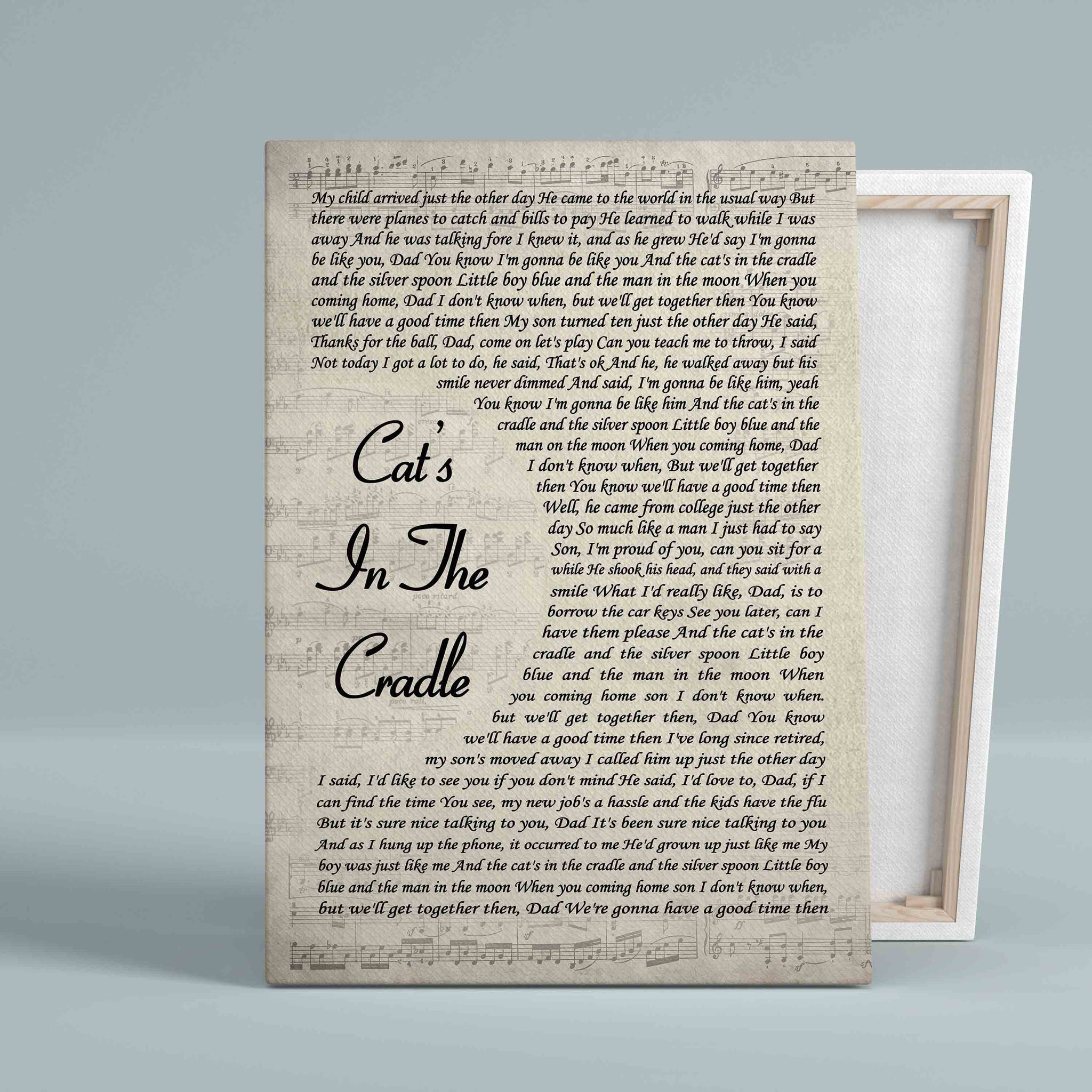 Cat's In The Cradle Canvas, Literature Canvas, Wall Art Canvas, Gift Canvas