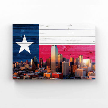 Dallas Texas Canvas, Skyline Canvas, City Canvas, American Flag Canvas, Canvas Wall Art, Gift Canvas
