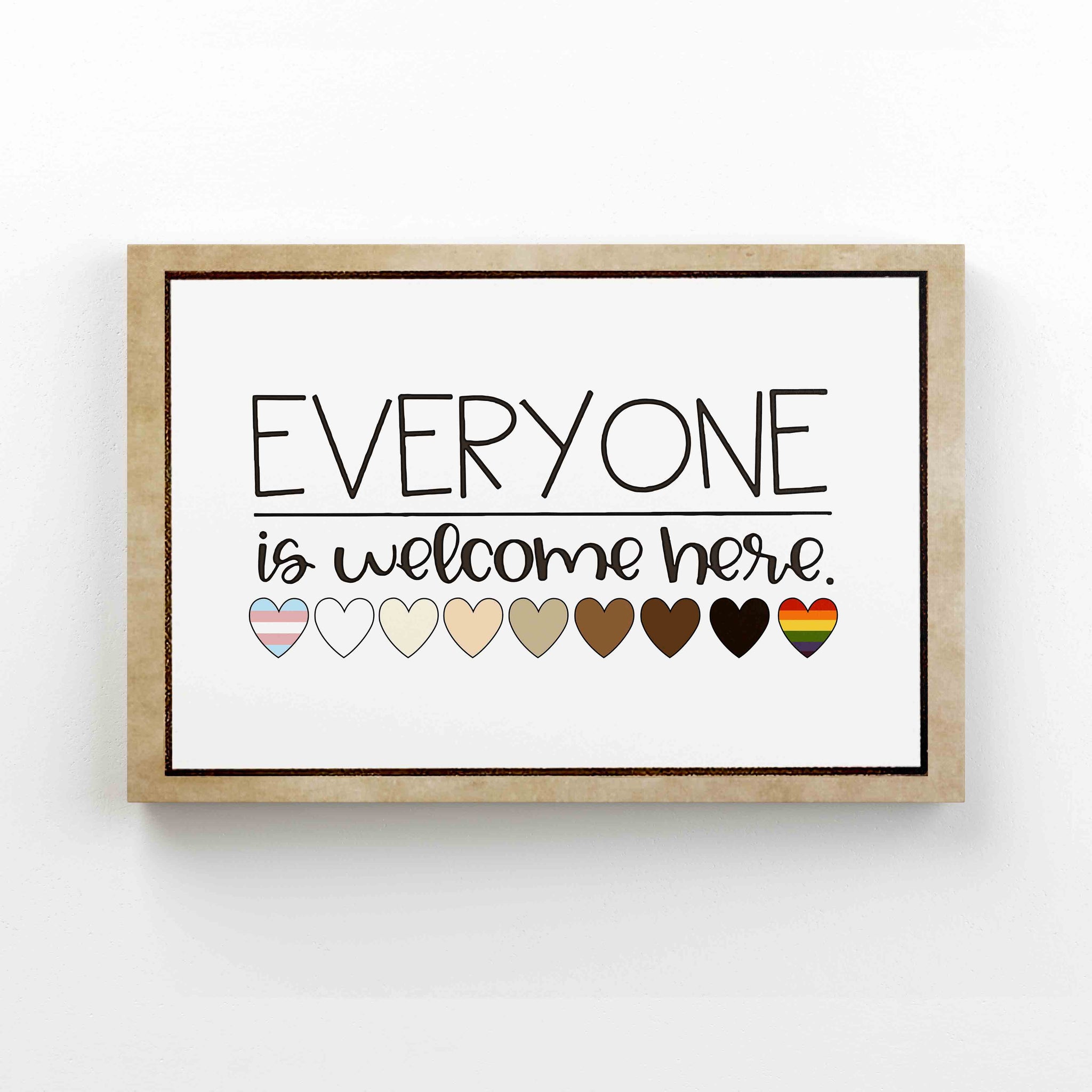 Everyone Is Welcome Here Canvas, LGBT Canvas, Welcome Canvas, Human Rights Canvas, Canvas Wall Art, Canvas Prints