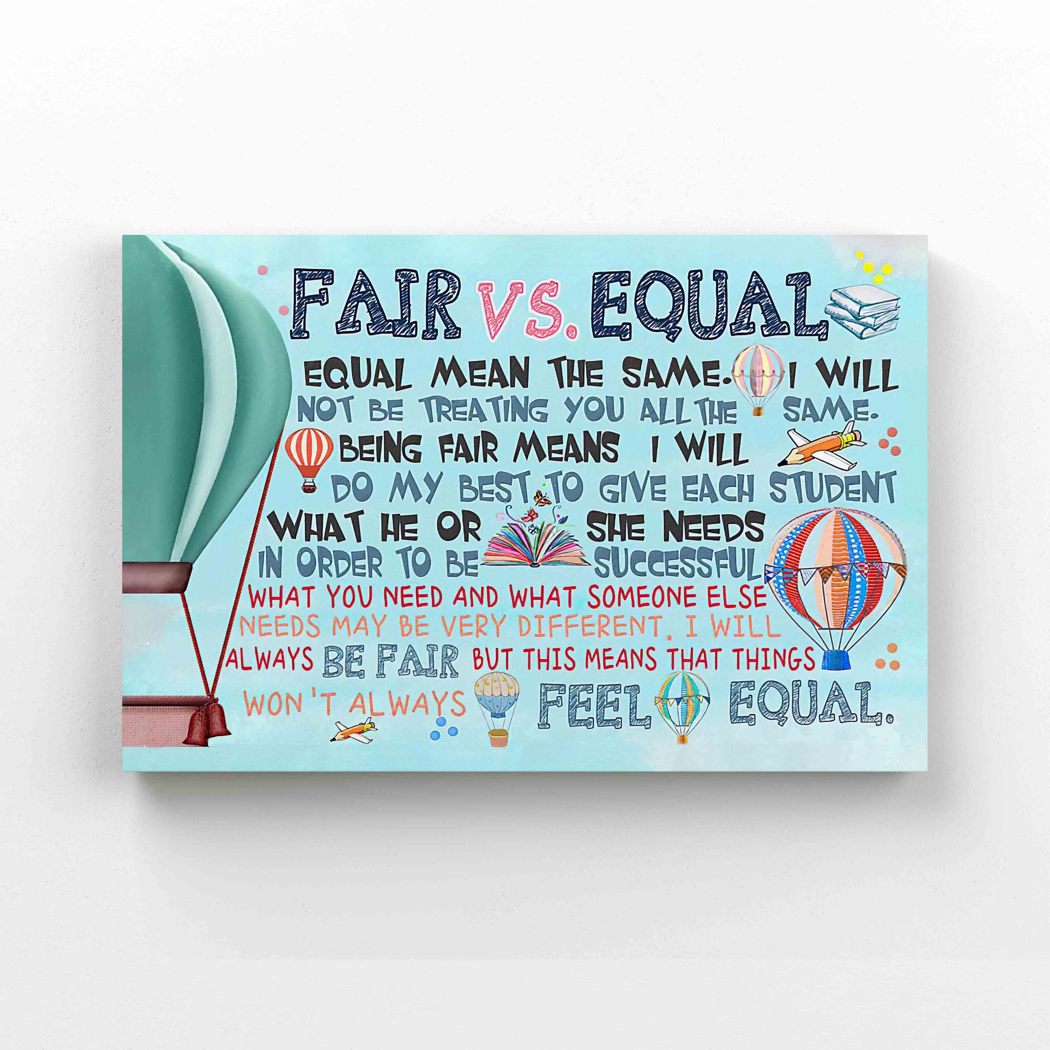 Fair VS Equal Canvas, Knowledge Canvas, Wall Art Canvas