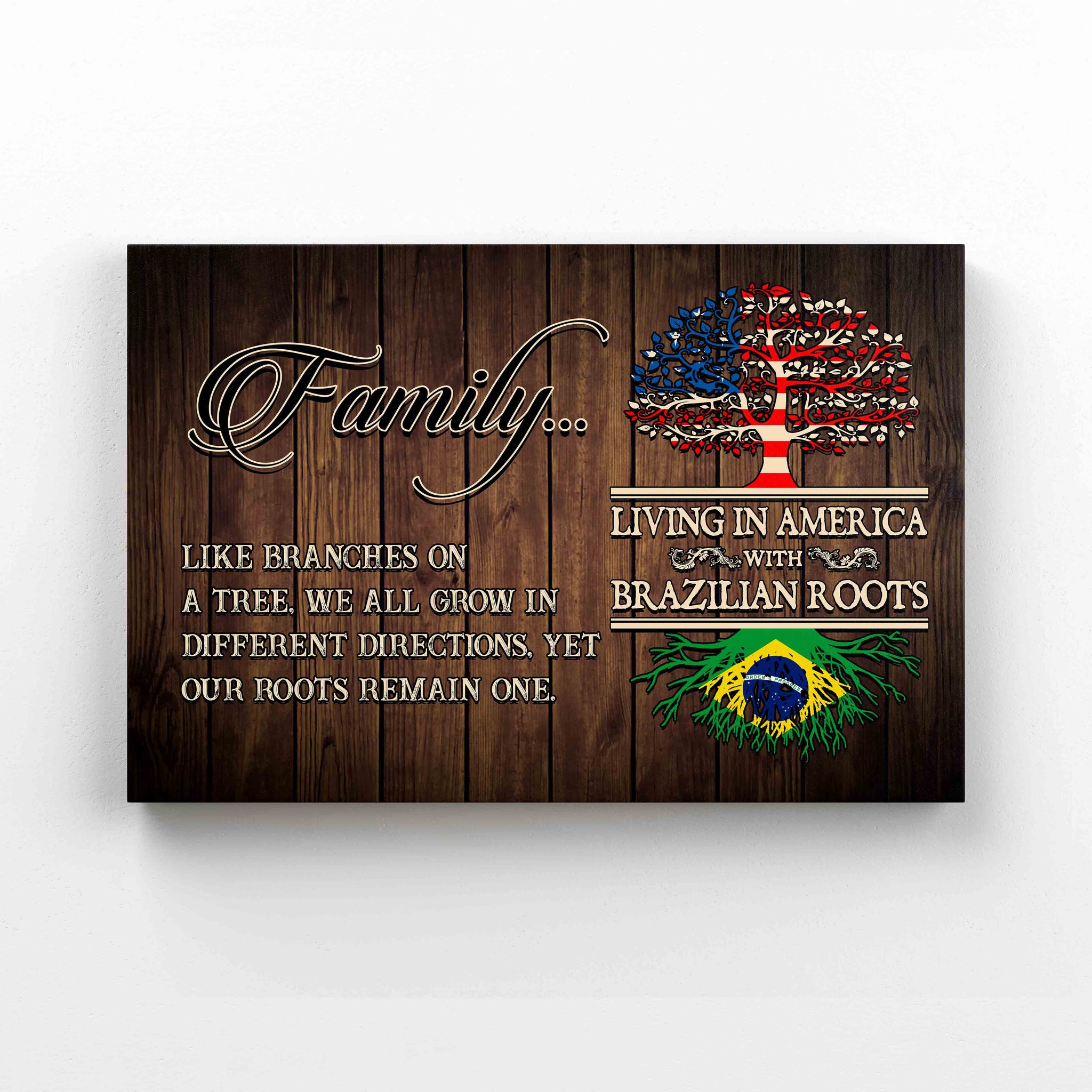 Family Canvas, Living In America With Brazilian Roots Canvas, Brazilian Canvas, Wall Art Canvas