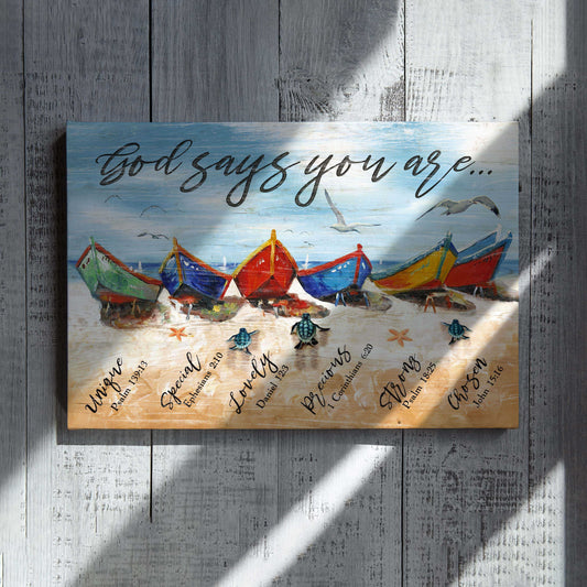 God Say You Are Canvas, Colourful Fishing Boats Canvas, Canvas Prints