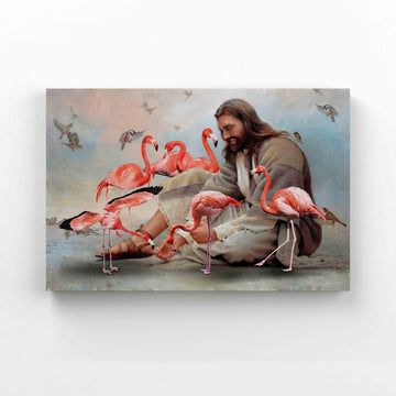 God Surrounded By Flamingos Angles Canvas, Flamingos Canvas, God Canvas, Even A Sparrow Canvas