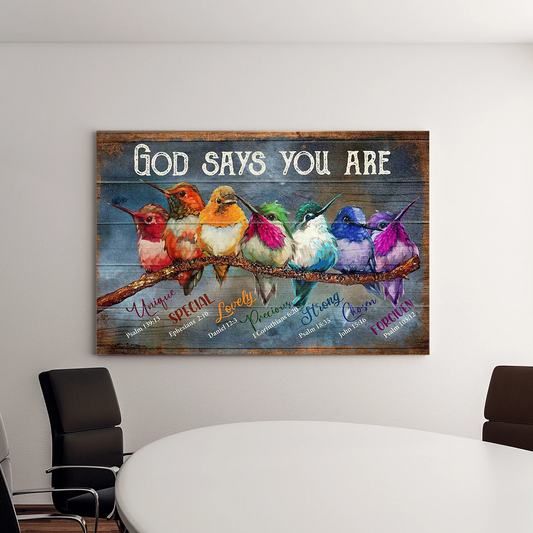 Hummingbird God Says You Are Canvas Wall Art - Canvas Prints