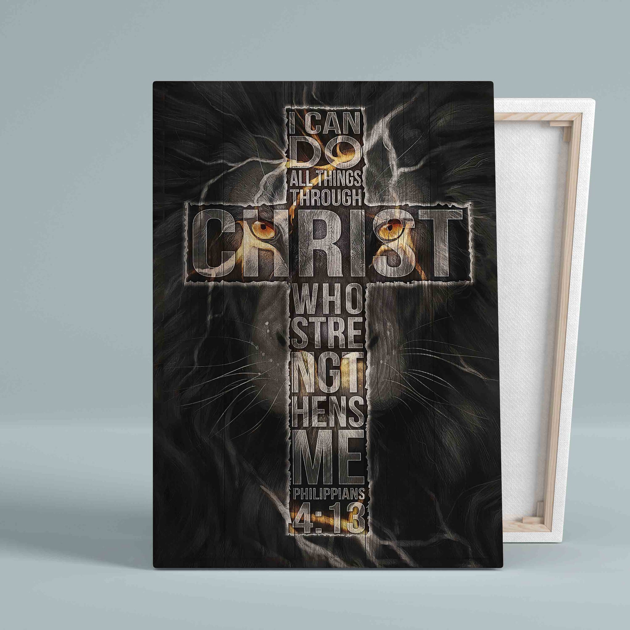 I Can Do All Things Through Christ Canvas, Lion Canvas, God Canvas, Bible Canvas, Wall Art Canvas