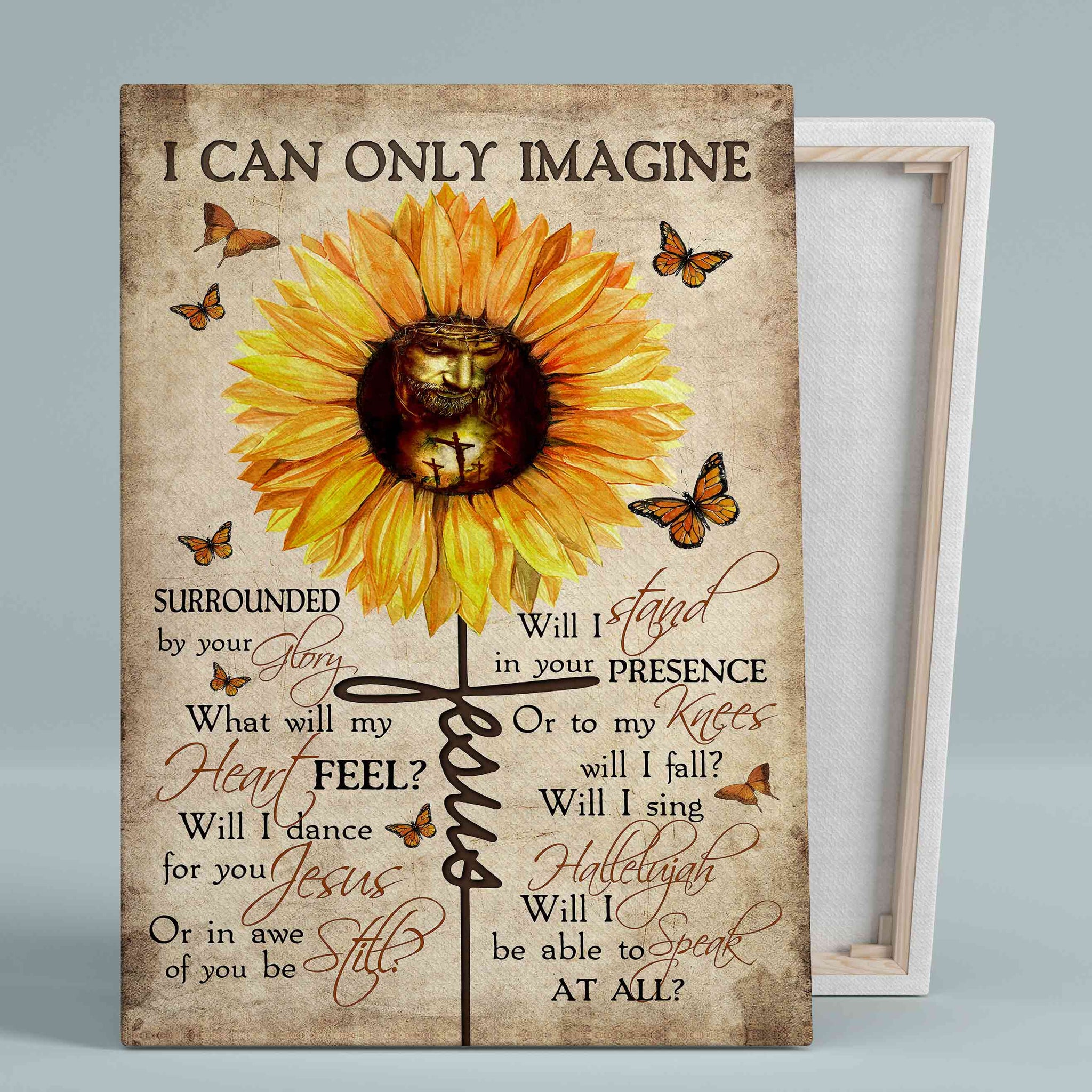 I Can Only Imagine Canvas, God Canvas, Sunflower Canvas, Butterfly Canvas, Canvas Wall Art