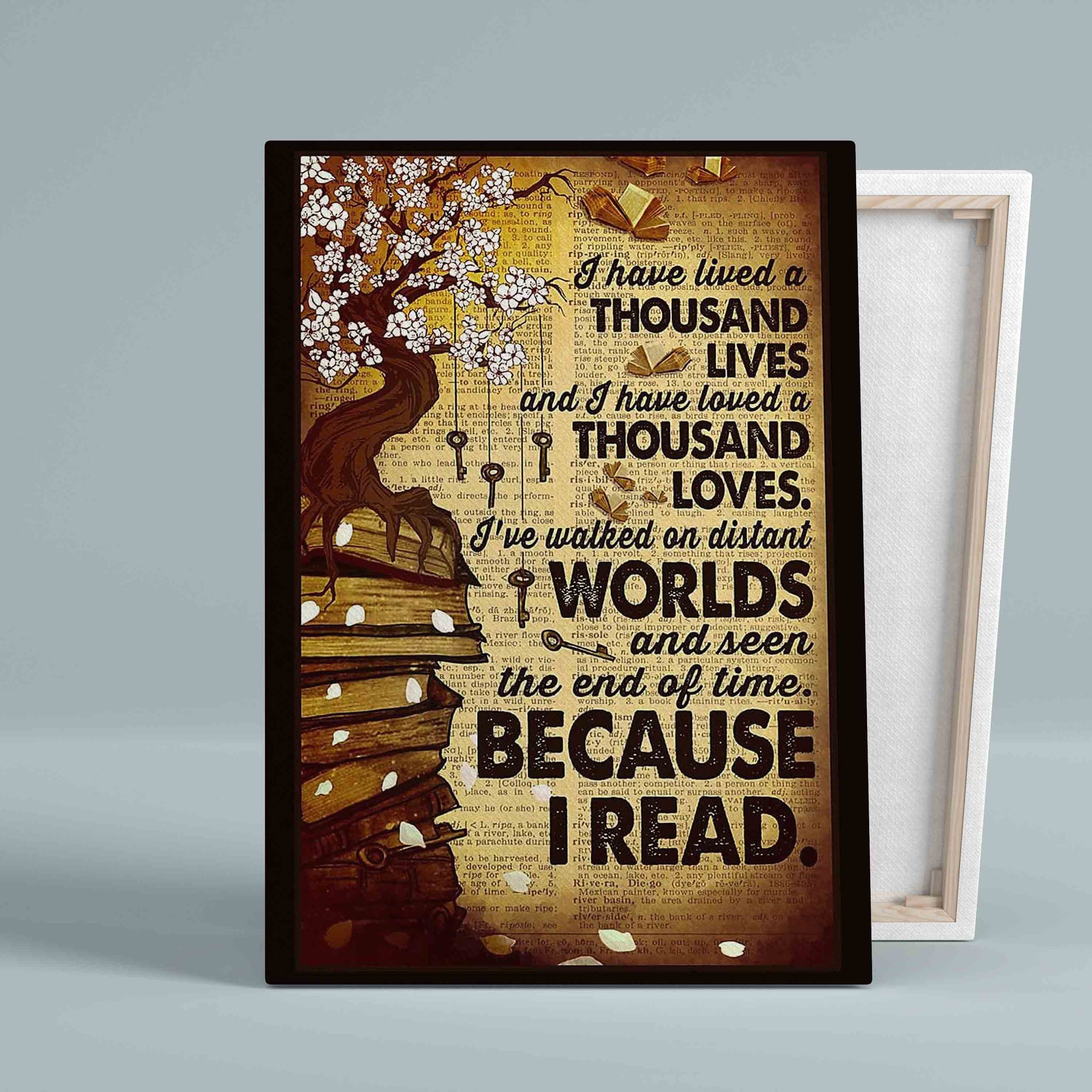 I Have Lived A Thousand Lives Canvas, Because I Read Canvas, Quote Canvas, Gift Canvas