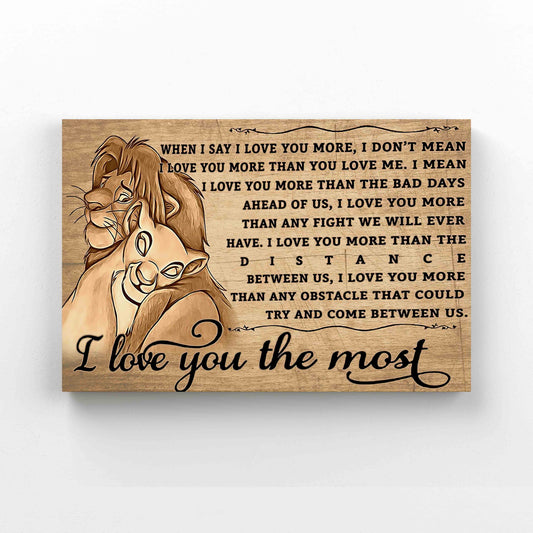 I Love You The Most Canvas, Lion Canvas, Wedding Anniversary Canvas, Wall Art Canvas