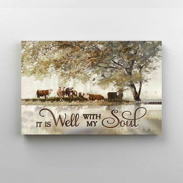 It Is Well With My Soul Canvas, Cow Canvas, Painting Canvas, Wall Art Canvas