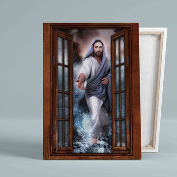 Jesus Hold My Hand Canvas, God Canvas, Rustic Window Canvas, Gift Canvas