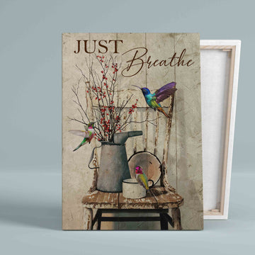 Just Breathe Canvas, Hummingbird Canvas, Red Willow Catkins Canvas, Wall Art Canvas, Gift Canvas