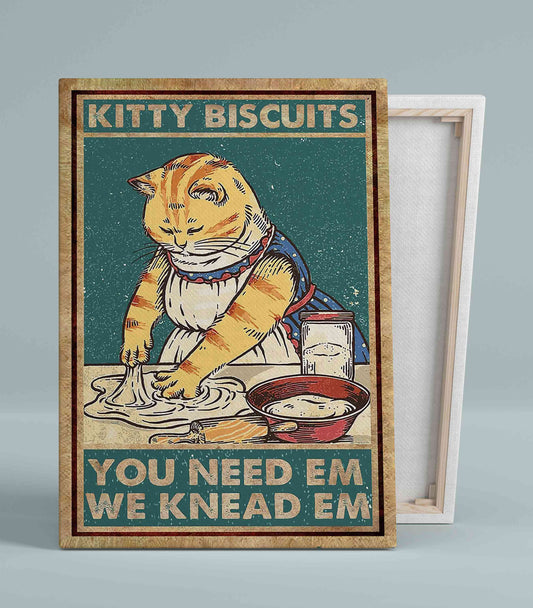 Kitty Biscuits Canvas, Cat Canvas, Animal Canvas, Kitchen Canvas, Canvas Wall Art, Gift Canvas