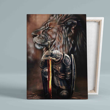 Knight On His Knee Canvas, Lion Canvas, Wall Art Canvas, Gift Canvas