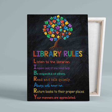 Library Rules Canvas, Library Canvas, School Canvas, Wall Art Canvas, Gift Canvas