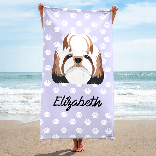 Personalized Shih Tzu Towel, Custom Pet Towel, Custom Dog Towels, Dog Towels With Name, Dog Towels, Dog Bath Towel
