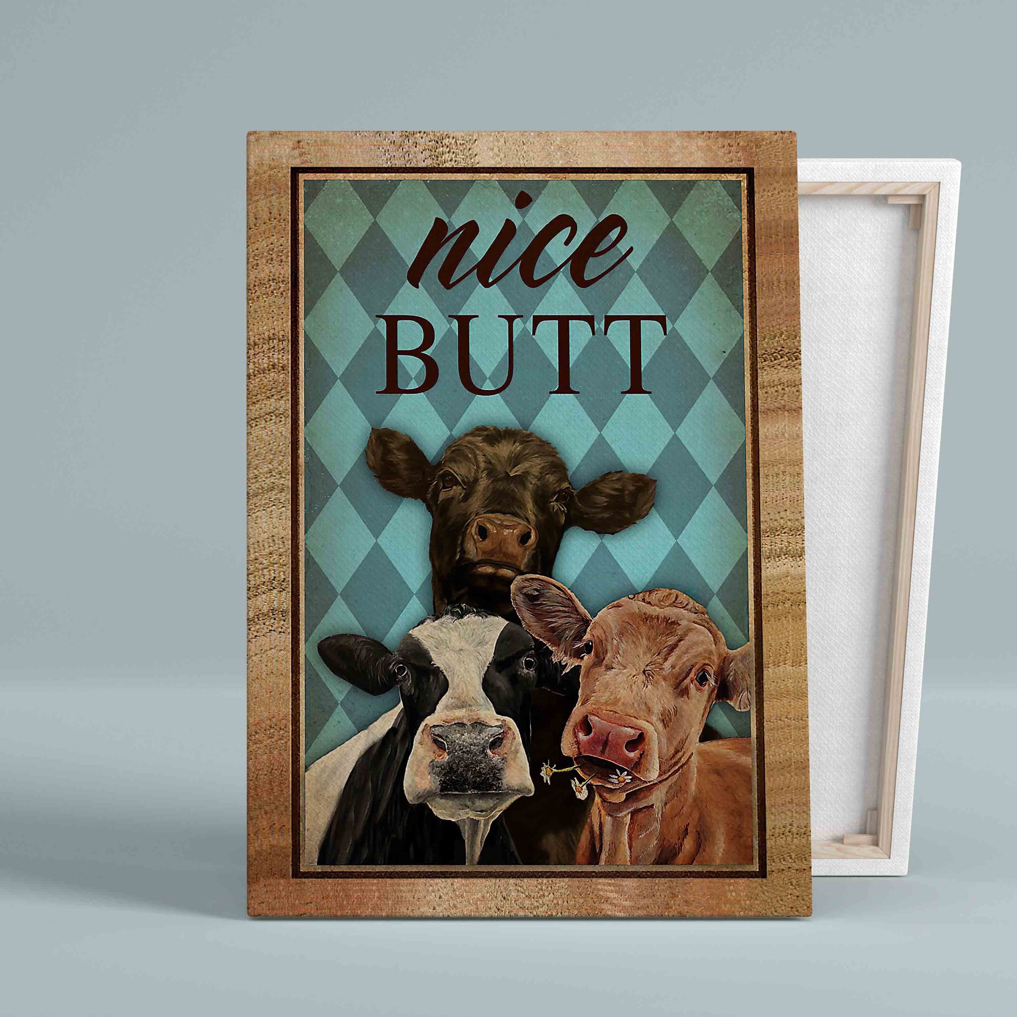 Nice Butt Canvas, Funny Cow Canvas, Cow Canvas, Wall Art Canvas, Restroom Canvas