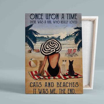 Once Upon A Time Canvas, Cats And Beaches Canvas, Vintage Canvas, Summer Canvas, Gift Canvas