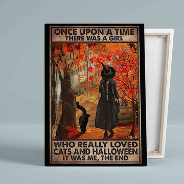 Once Upon A Time Canvas, There Was A Girl Canvas, Halloween Canvas, Cat Canvas, Maple Tree Canvas