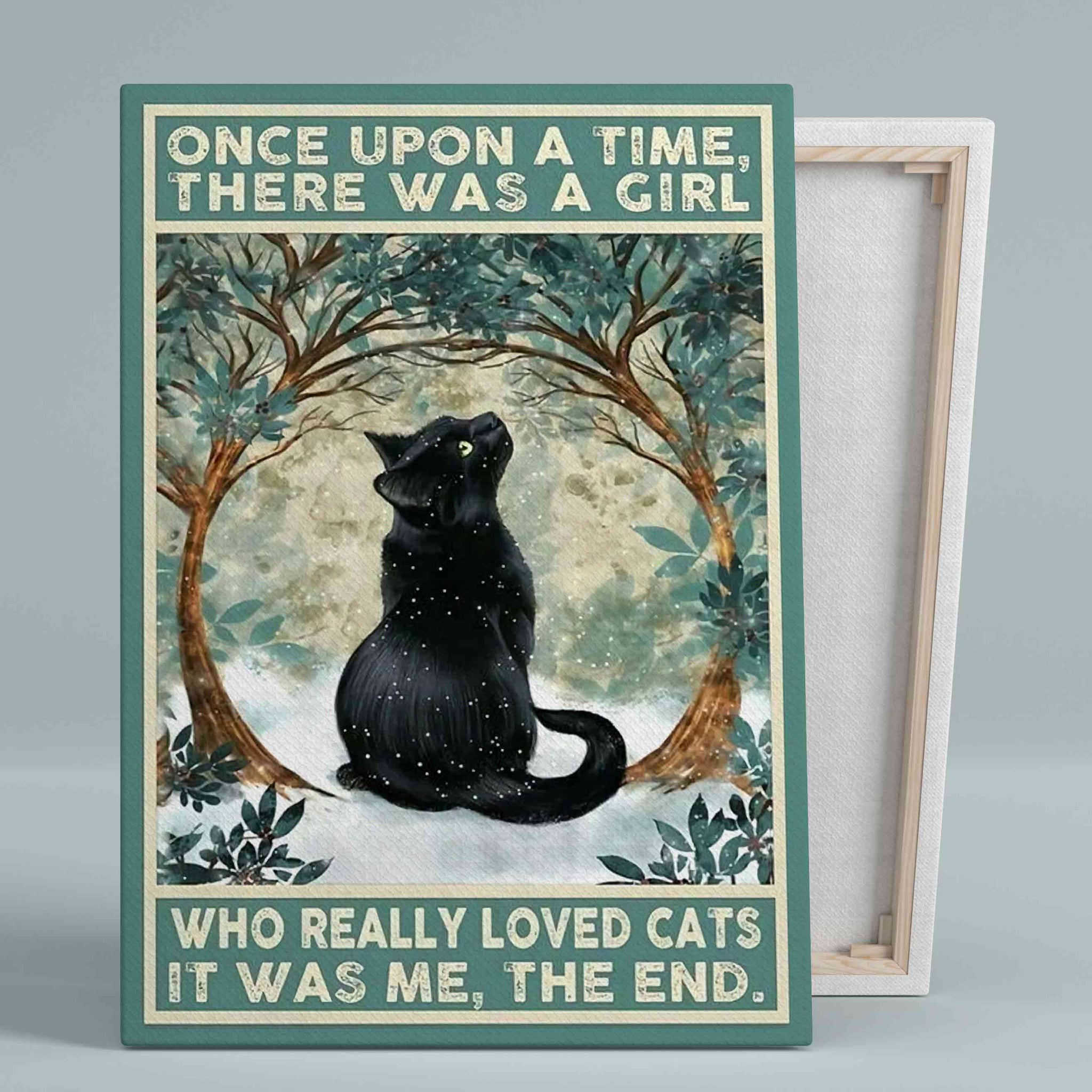 Once Upon A Time There Was A Girl Canvas, Black Cat Canvas, Cat Canvas, Cat Lover Canvas, Gift Canvas