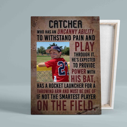 Personalized Image Canvas, Catcher Canvas, Baseball Canvas, Gift Canvas, Wall Art Canvas