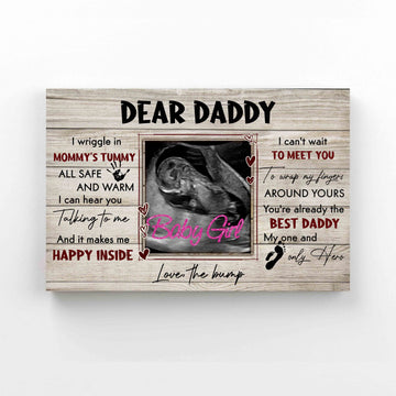 Personalized Image Canvas, Dear Daddy Canvas, Baby Girl Canvas, Ultrasound Canvas, Wall Art Canvas