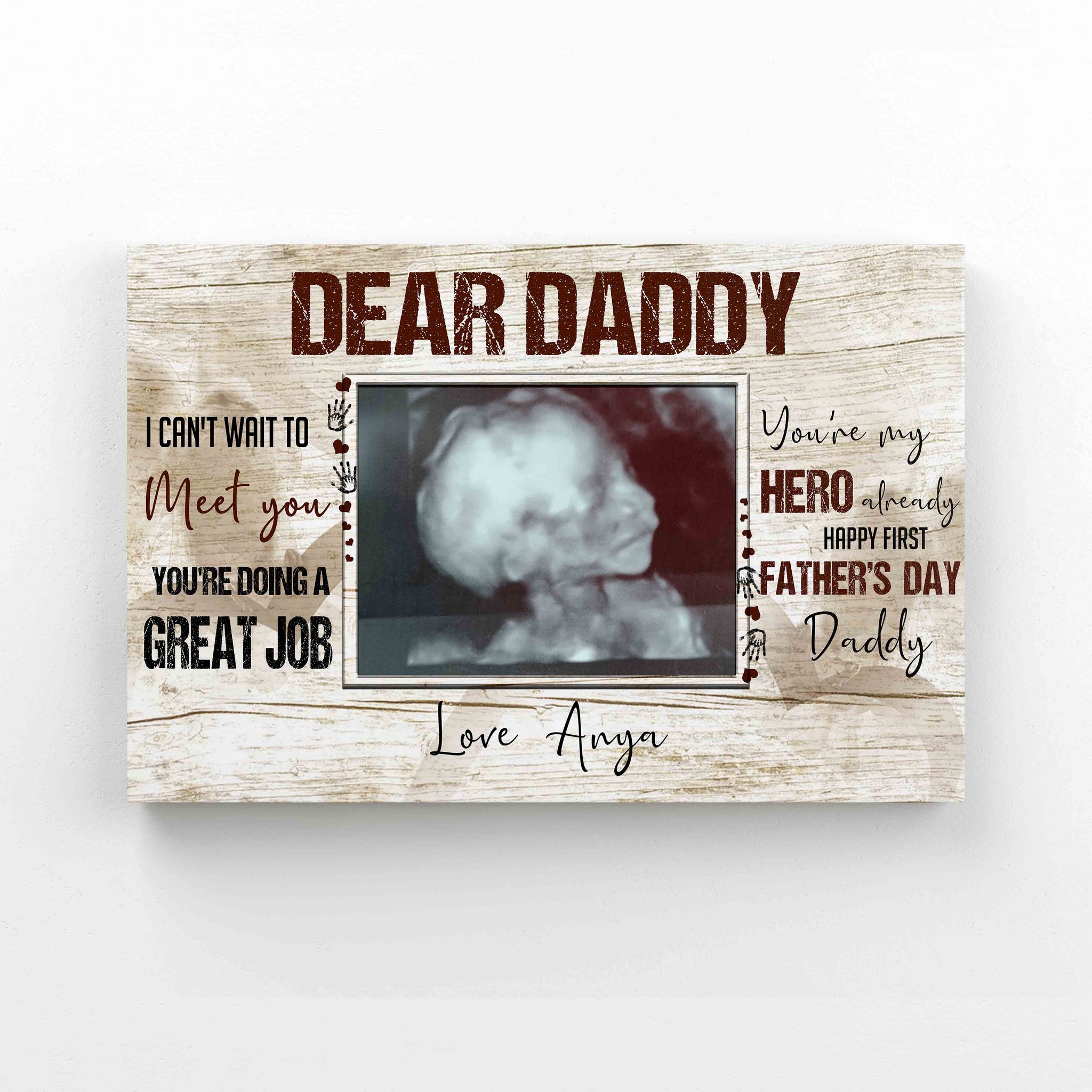 Personalized Image Canvas, Dear Daddy Canvas, Ultrasound Canvas, Custom Name Canvas, Canvas Wall Art