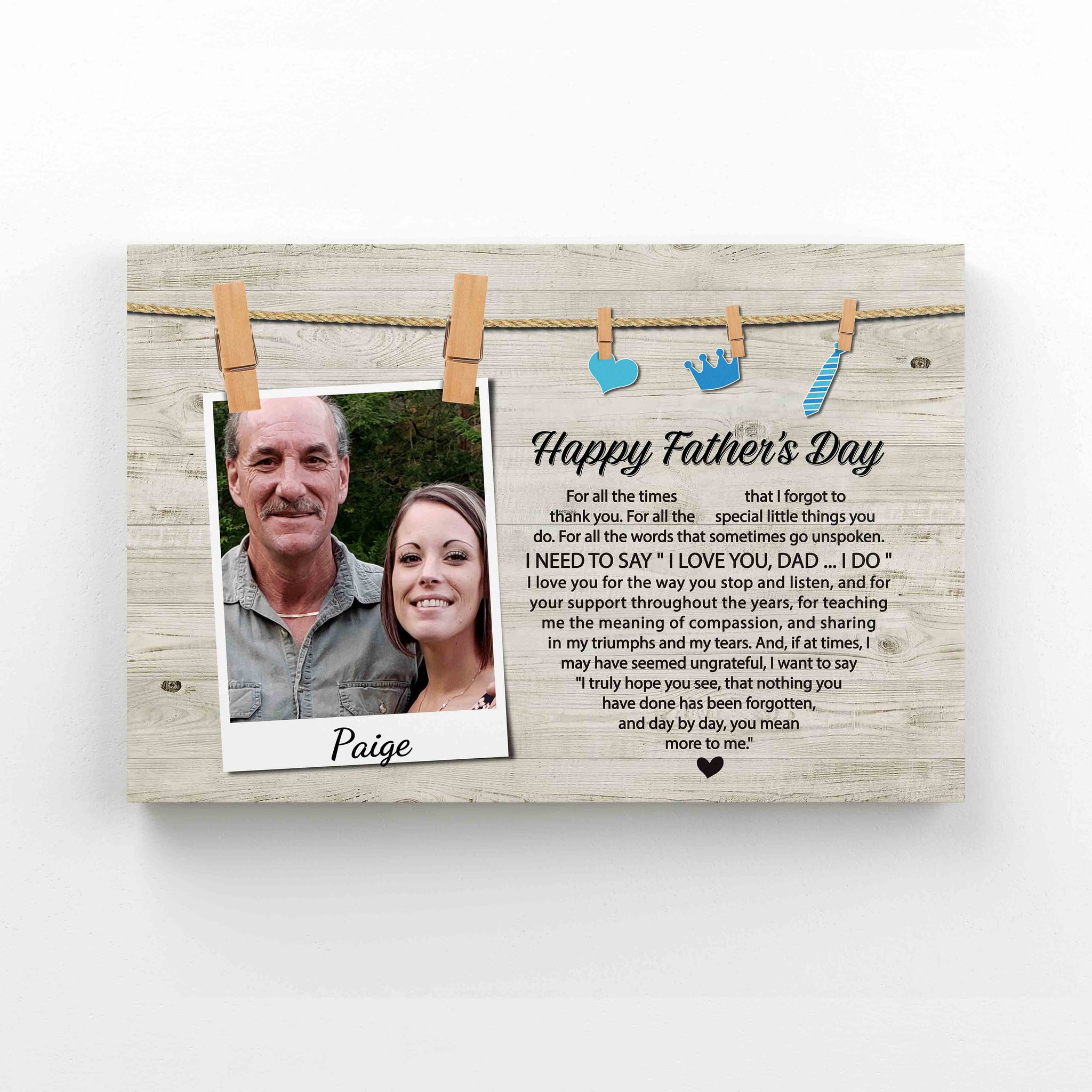 Personalized Image Canvas, Happy Father's Day Canvas, Father Canvas, Family Canvas, Custom Name Canvas