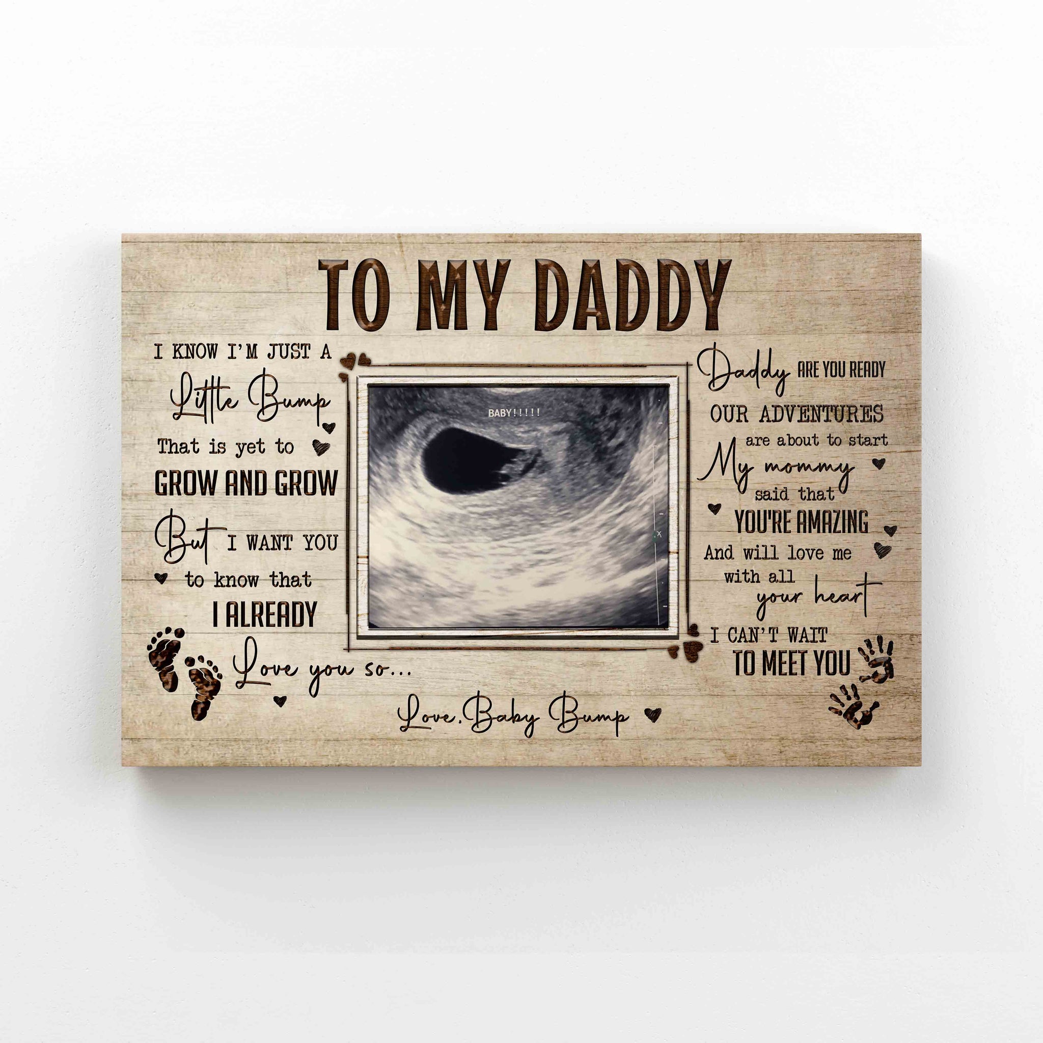 Personalized Image Canvas, To My Daddy Canvas, Baby Bump Canvas, Ultrasound Canvas, Custom Name Canvas