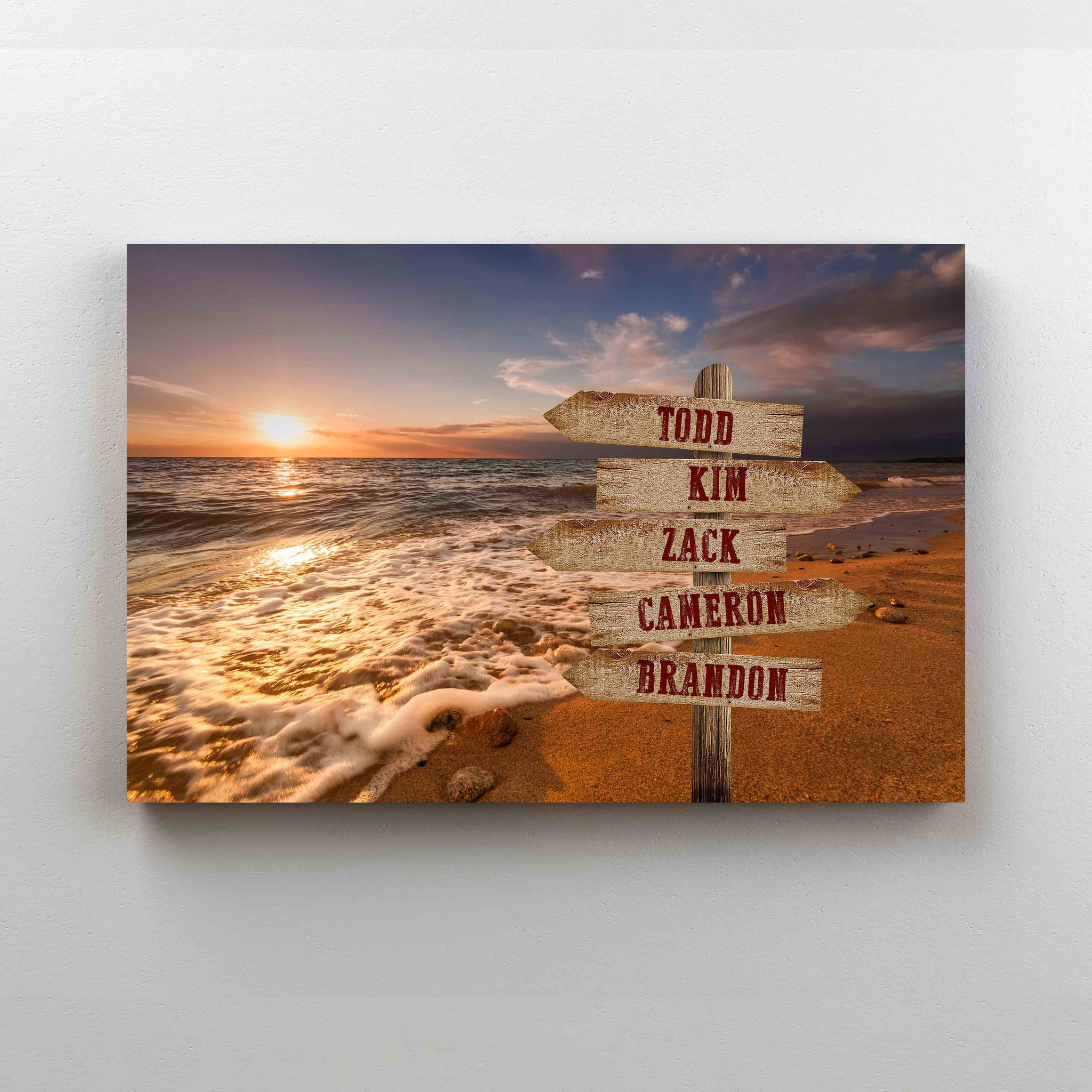 Personalized Name Canvas, Family Canvas, Beach Canvas, Sunset Canvas, Gift Canvas