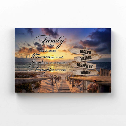 Personalized Name Canvas, Family Is Where Love Insides Canvas, Family Canvas, Wall Art Canvas