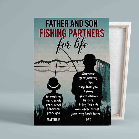 Personalized Name Canvas, Father And Son Canvas, Fishing Partners For Life Canvas, Family Canvas