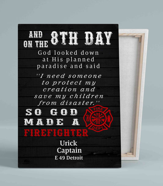 Personalized Name Canvas, Firefighter Canvas, Canvas Wall Art, Canvas Prints, Gift Canvas