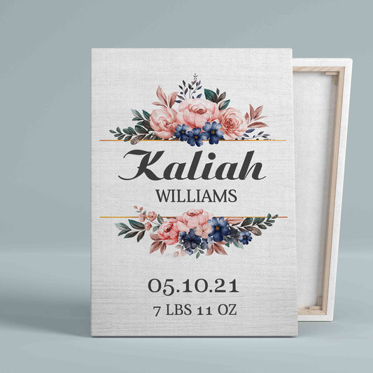Personalized Name Canvas, Flowers Canvas, Memorial Canvas, Wall Art Canvas, Gift Canvas