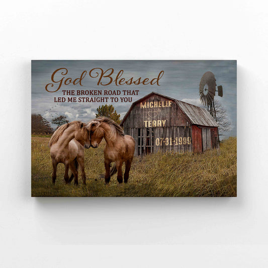 Personalized Name Canvas, God Blessed Canvas, God Canvas, Horses Canvas, Wedding Anniversary Canvas