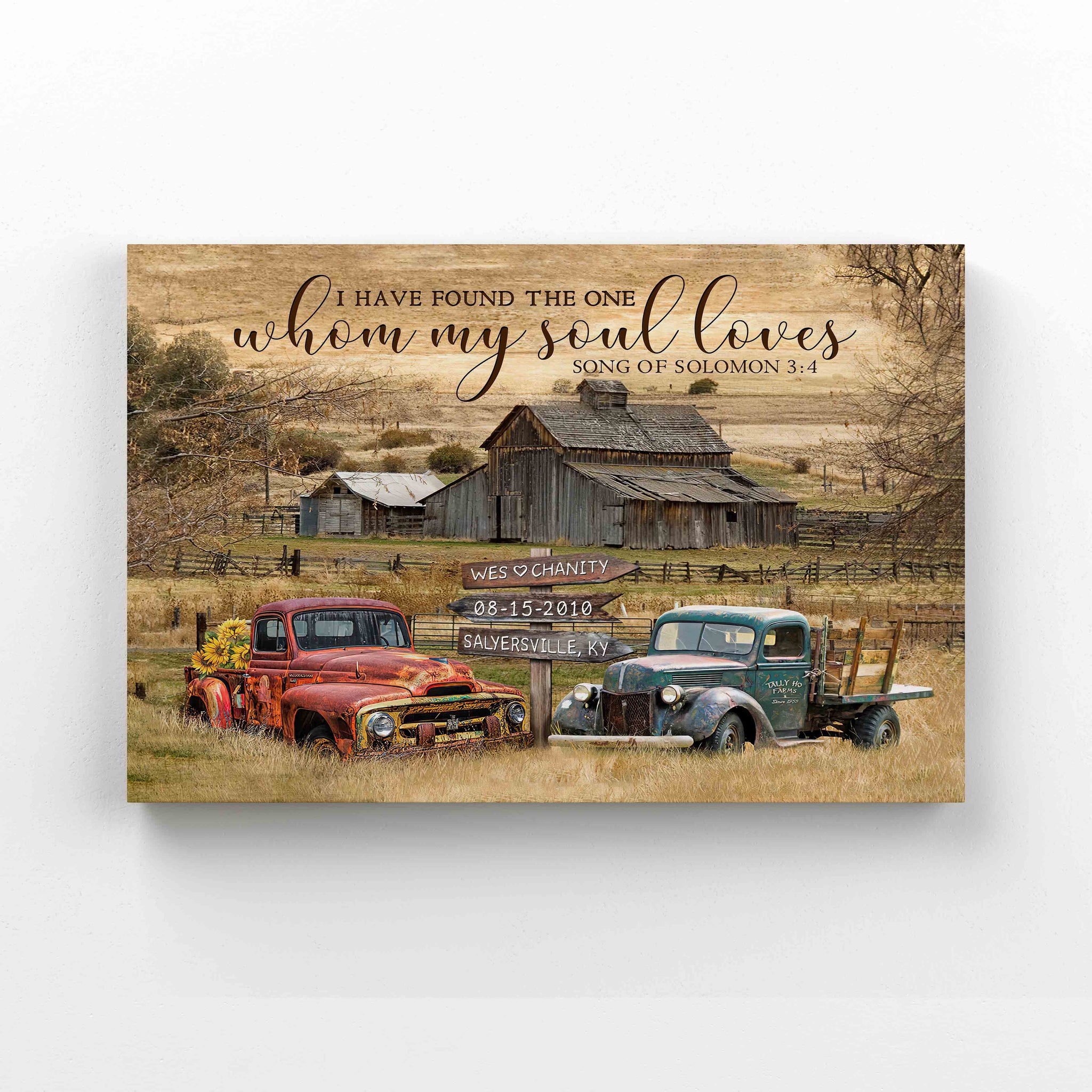 Personalized Name Canvas, I Have Found The One Whom My Soul Loves Canvas, Country Canvas
