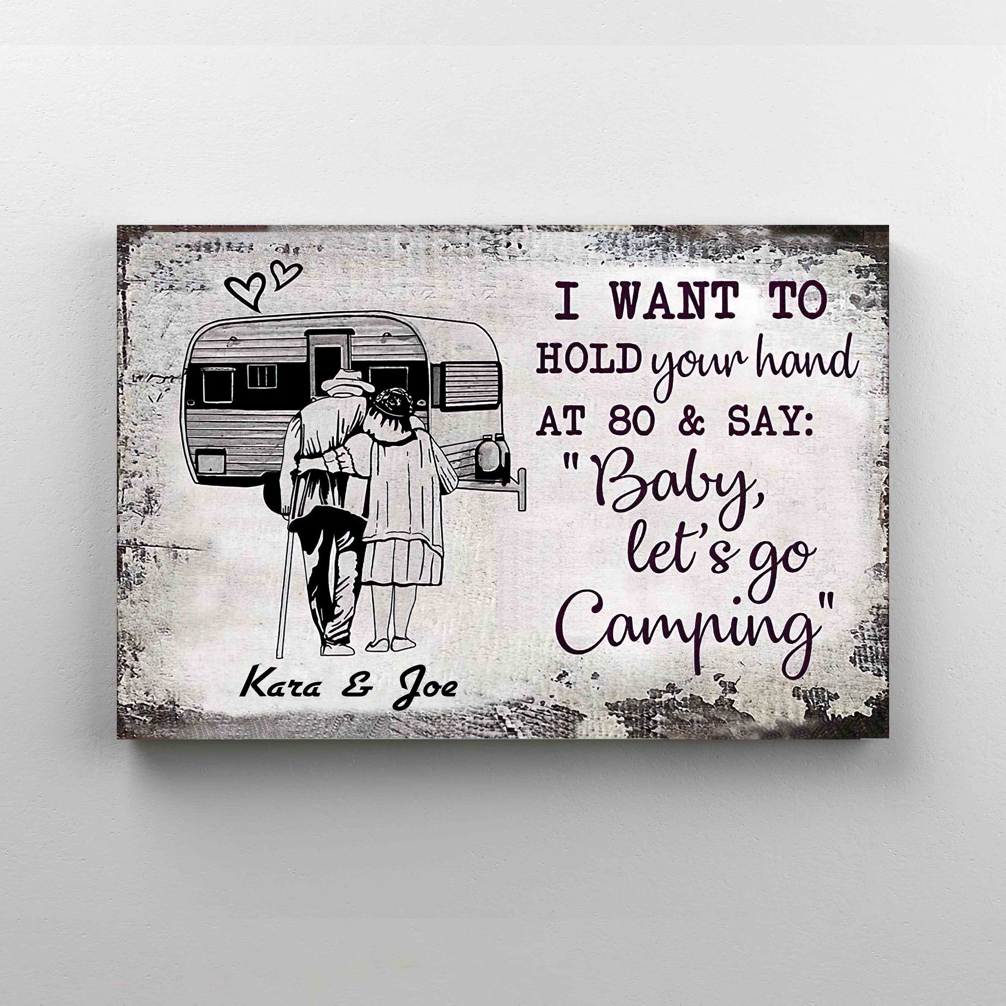 Personalized Name Canvas, I Want To Hold Your Hand Canvas, Wall Art Canvas, Camping Canvas