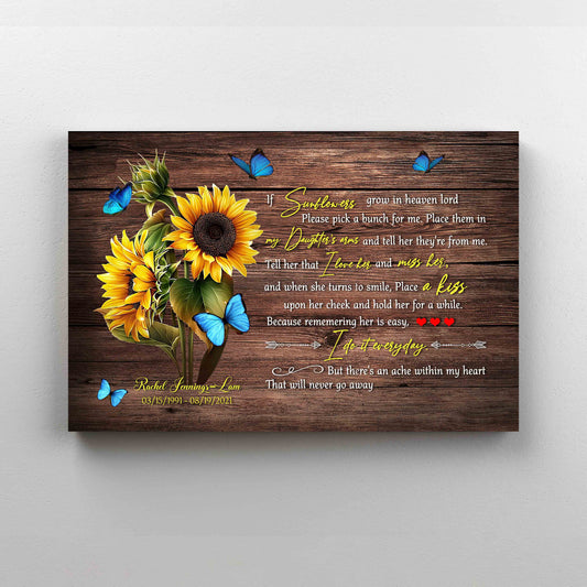 Personalized Name Canvas, If Sunflower Grow In Heaven Lord Canvas, Memorial Canvas