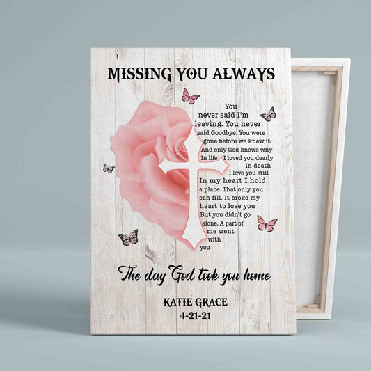 Personalized Name Canvas, Missing You Always Canvas, The Day God Took You Home Canvas, Memorial Canvas