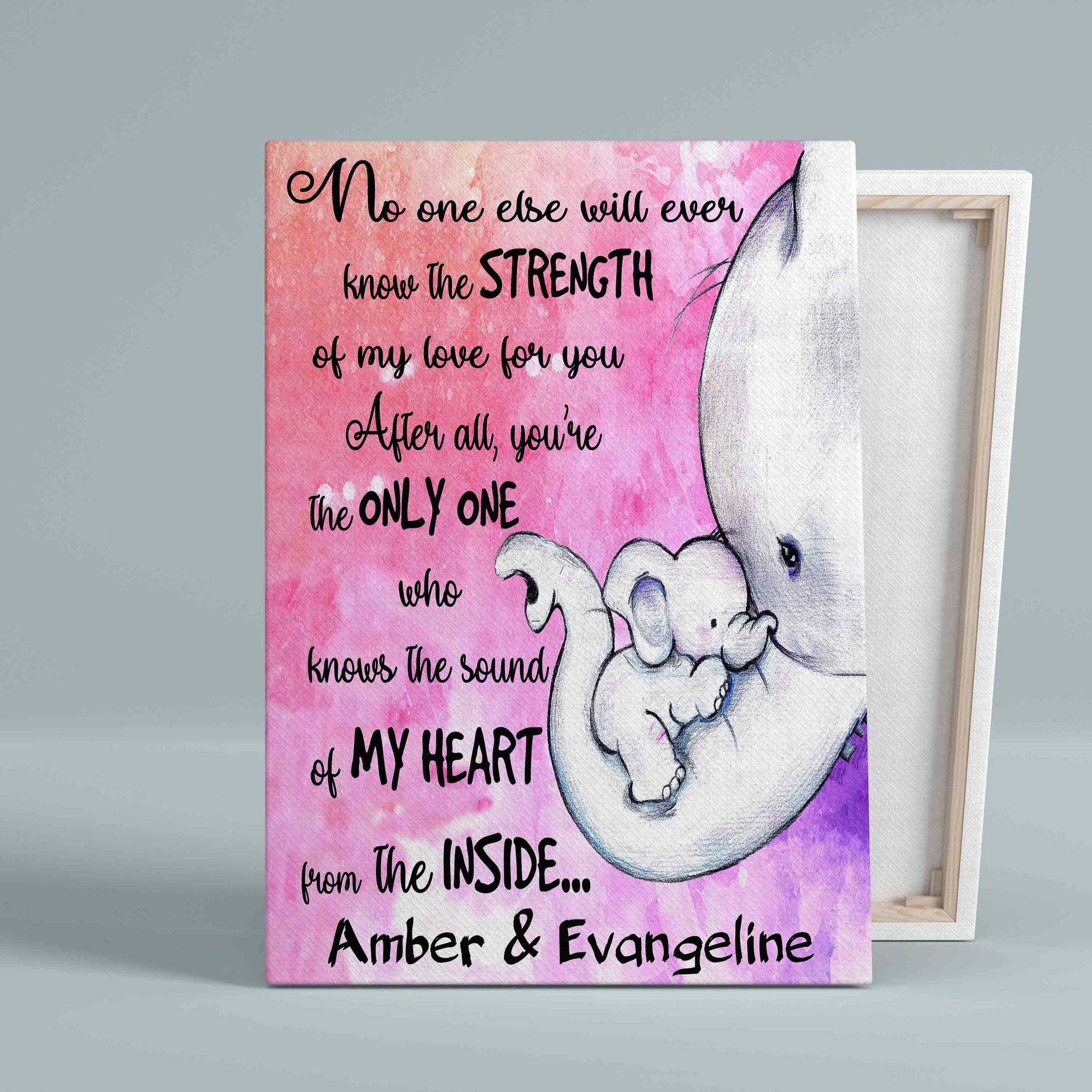 Personalized Name Canvas, No One Else Will Ever Know The Strength Canvas, Elephant Canvas