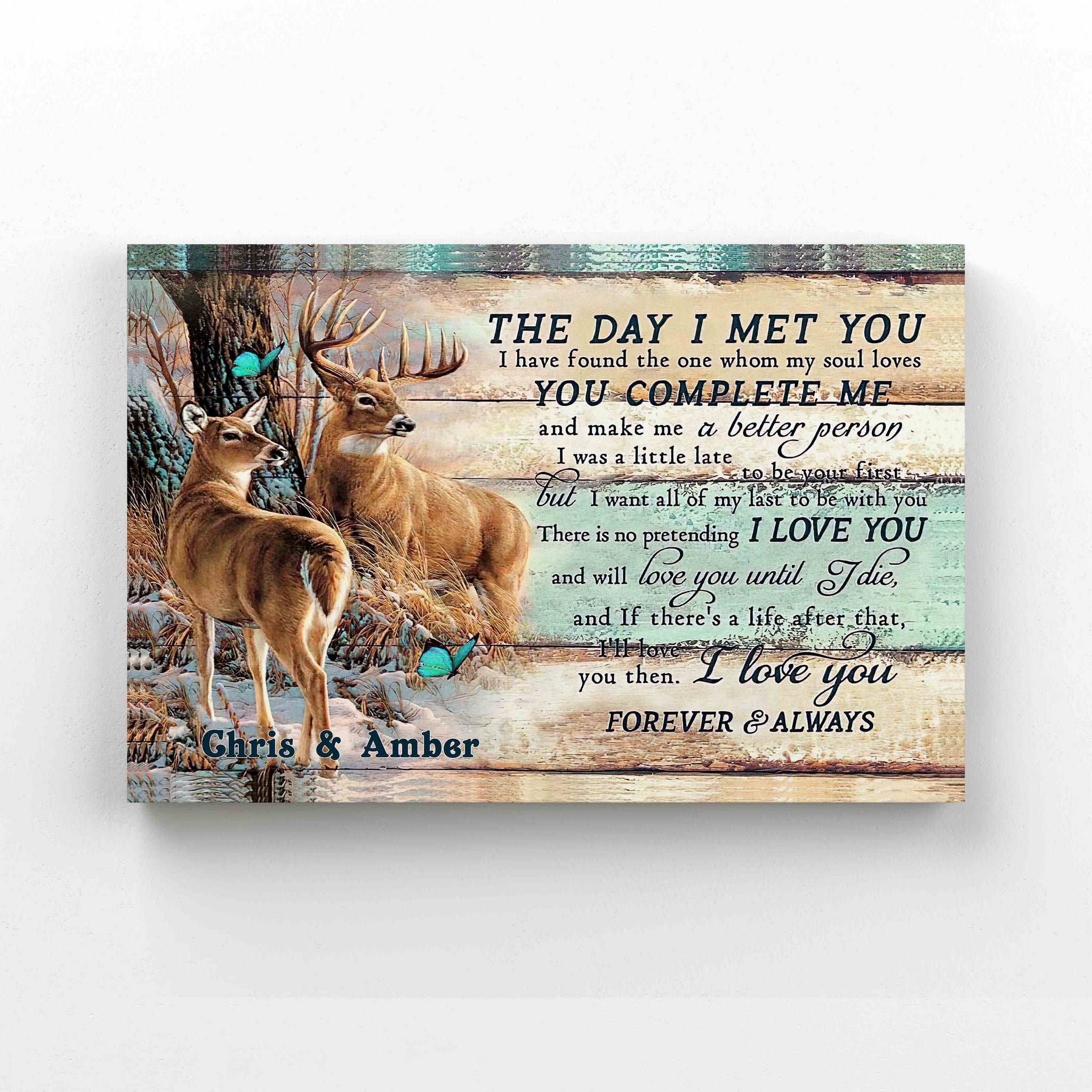 Personalized Name Canvas, The Day I Met You Canvas, Deer Canvas