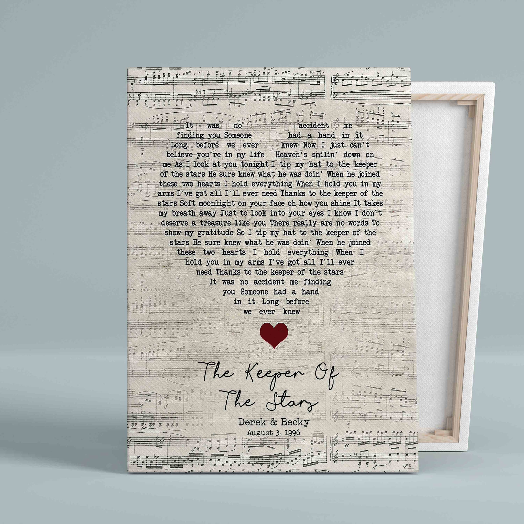 Personalized Name Canvas, The Keeper Of Story Canvas, Music Sheet Canvas, Valentine Canvas