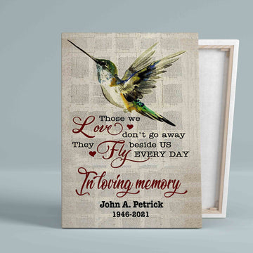 Personalized Name Canvas, Those We Love Don't Go Away Canvas, Hummingbird Canvas, Memorial Canvas