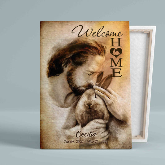 Personalized Name Canvas, Welcome Home Canvas, Memorial Canvas, God Canvas, Rabbit Canvas