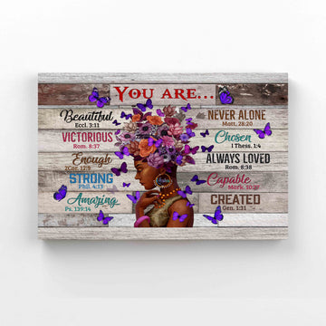 Personalized Name Canvas, You Are Beautiful Canvas, Butterfly Canvas, Flowers Canvas, Bible Canvas