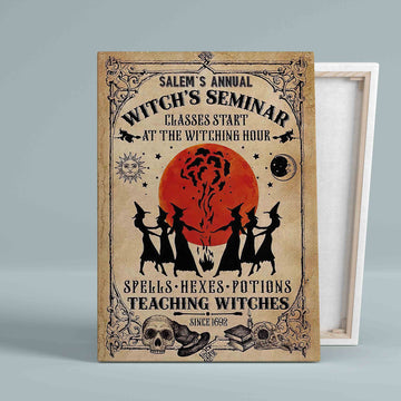 Salem's Annual Witch's Seminar Canvas, Witch Canvas, Halloween Canvas