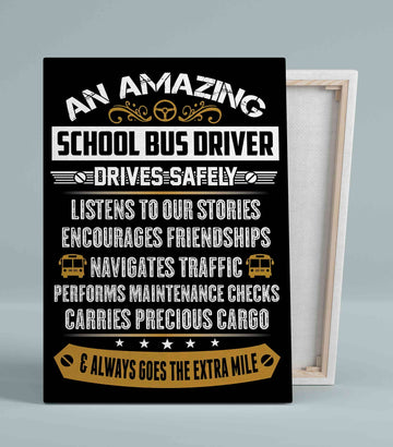 School Bus Driver Canvas, Bus Driver Canvas, Driver Canvas, School Canvas, Grateful Canvas, Gift Canvas