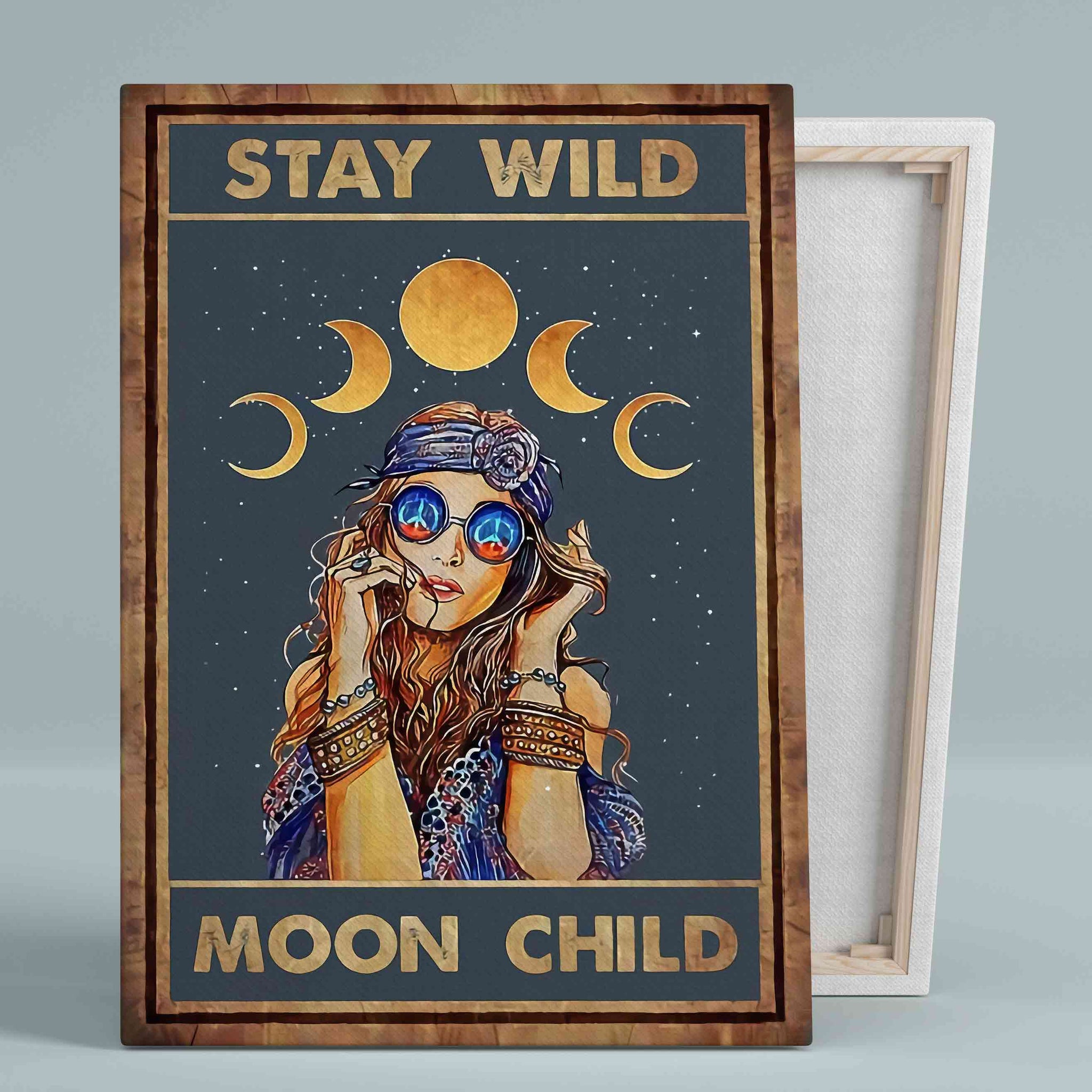 Stay Wild Moon Child Canvas, Hippie Girl Canvas, Wall Art Canvas, Canvas Prints, Gift Canvas